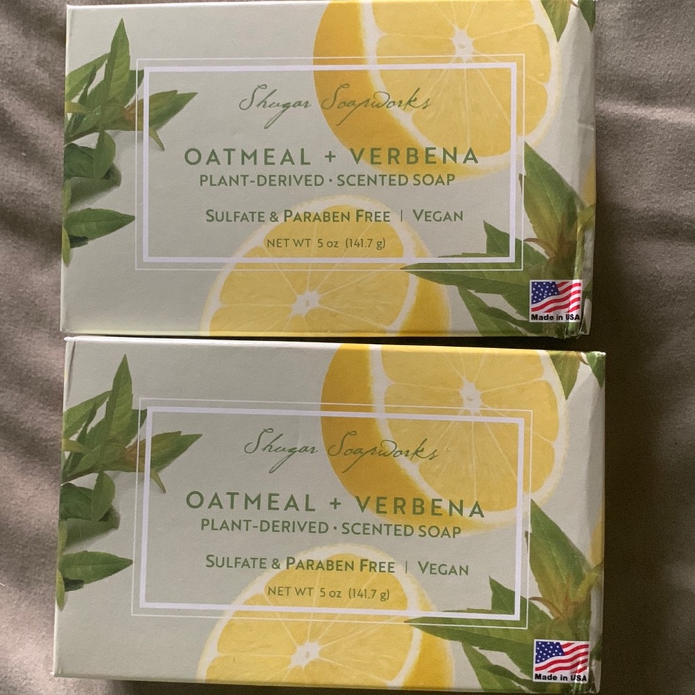 2 SHUGAR SOAPWORKS Lemon Verbena & Oatmeal Sulfate Paraben Free Vegan So…
